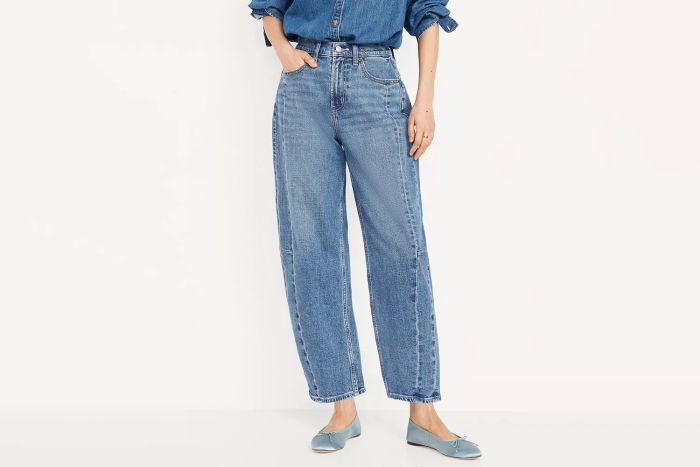 High-Waisted Barrel Ankle Jeans