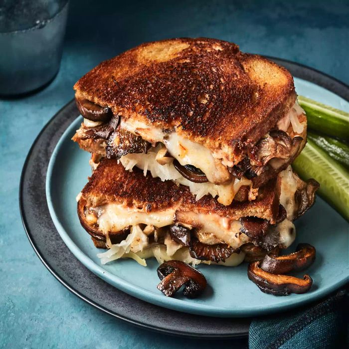 crispy mushroom reuben sandwiches