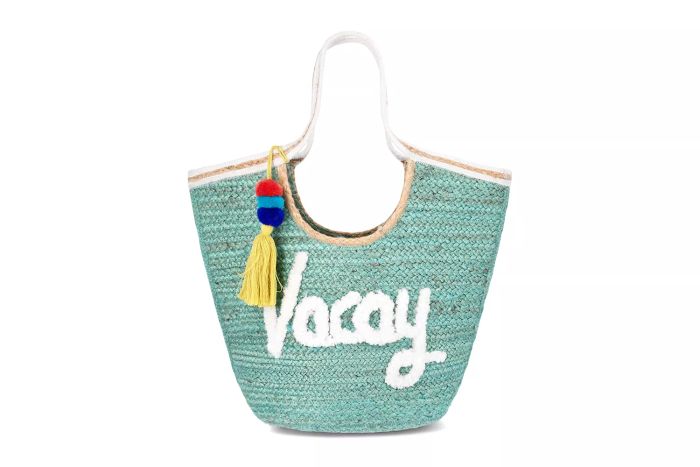 No Boundaries Jute Tote Bag in Vacay Teal