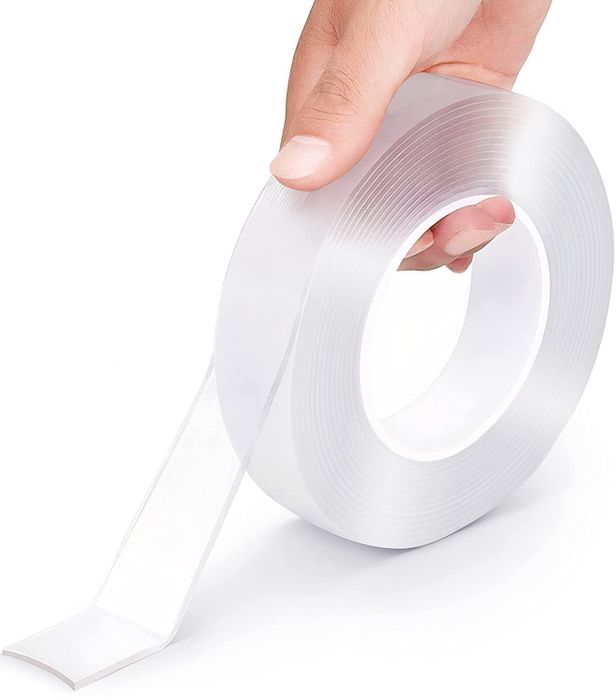A roll of transparent adhesive tape