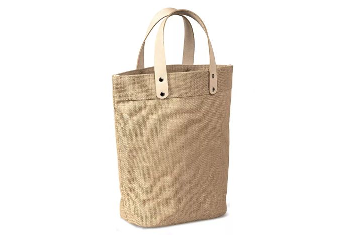 Carrygreen Small Jute Gift Tote Bag with Leather Handles