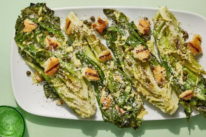 Grilled Romaine Salad Featuring Creamy Avocado Dressing