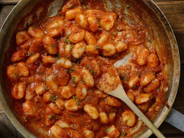 Gnocchi served in a rich tomato sauce