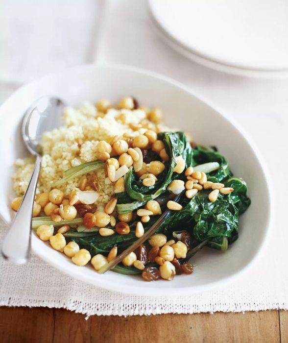 Swiss Chard With Chickpeas and Couscous