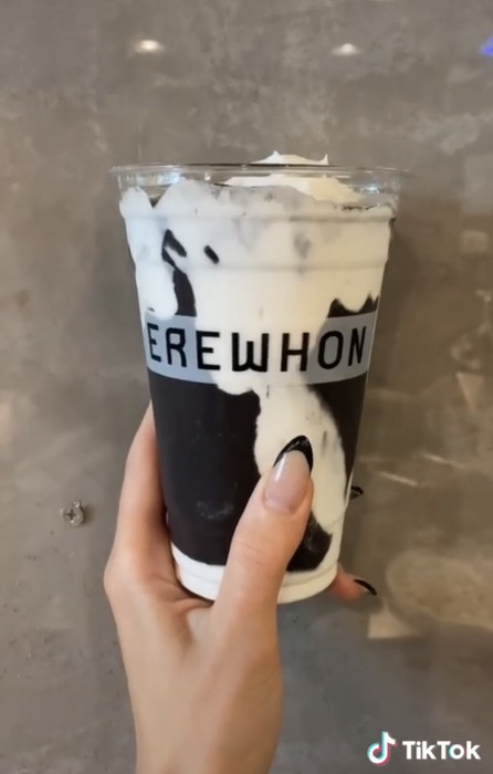 The author holding the smoothie