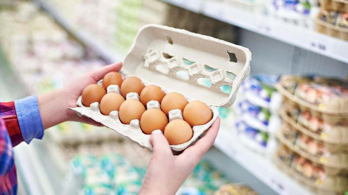 eggs on supermarket shelves