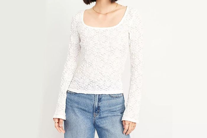 Textured Lace Scoop-Neck Top