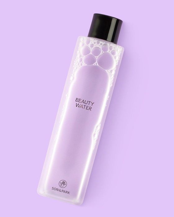 The bottle of Son & Park beauty water