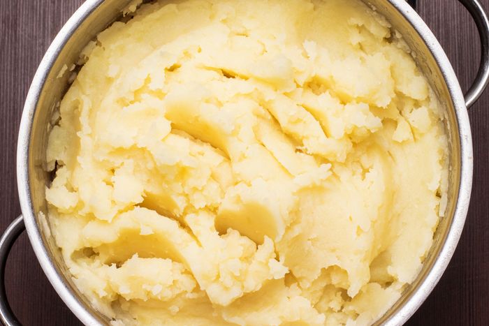 Mashed potatoes in a cooking pan