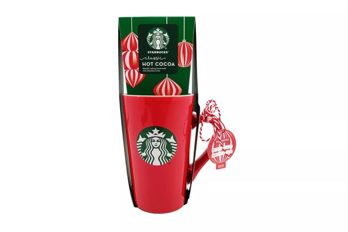 Starbucks 16oz Red Holiday Tall Mug with 2 Classic Cocoa