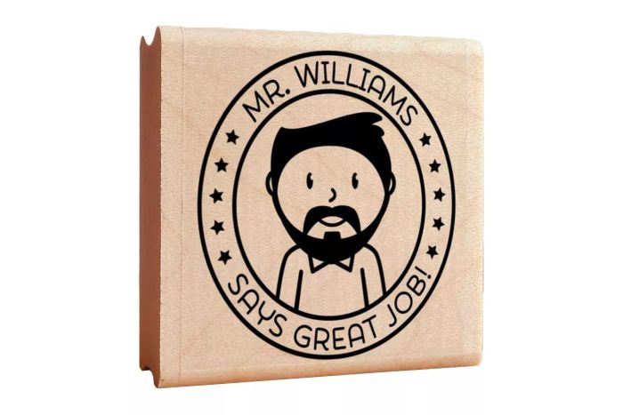 Personalized Male Teacher Rubber Stamp PinkPueblo2