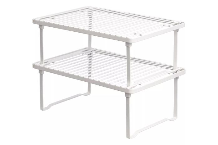 Amazon Basics Stackable Metal Kitchen Storage Shelves, Set of 2 - White, 12.5