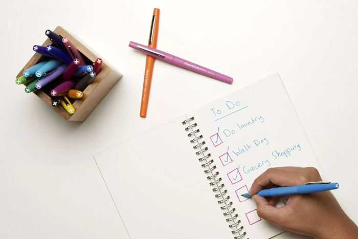 A person using Paper Mate Flair Felt Tip Pens
