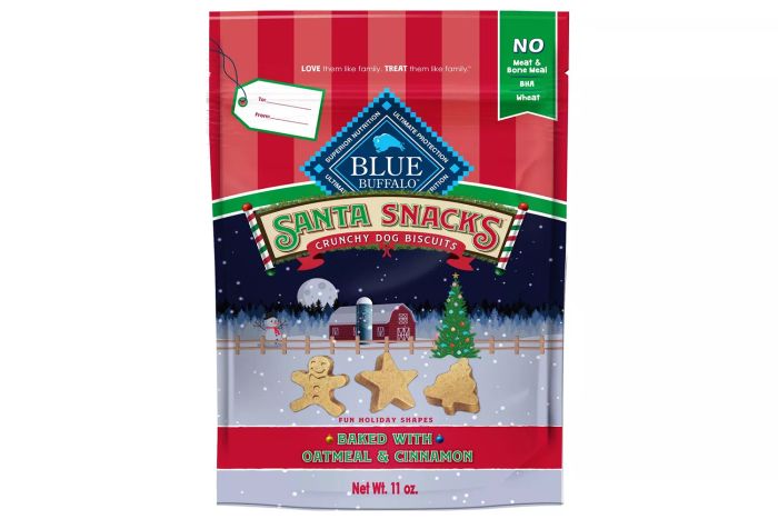 Chewy's Blue Buffalo Christmas Santa Snacks Crunchy Dog Biscuits