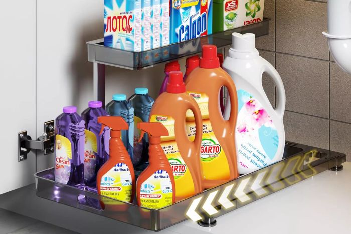 Under Sink Organizer and Storage, 2-Tier Sliding Under Sink
