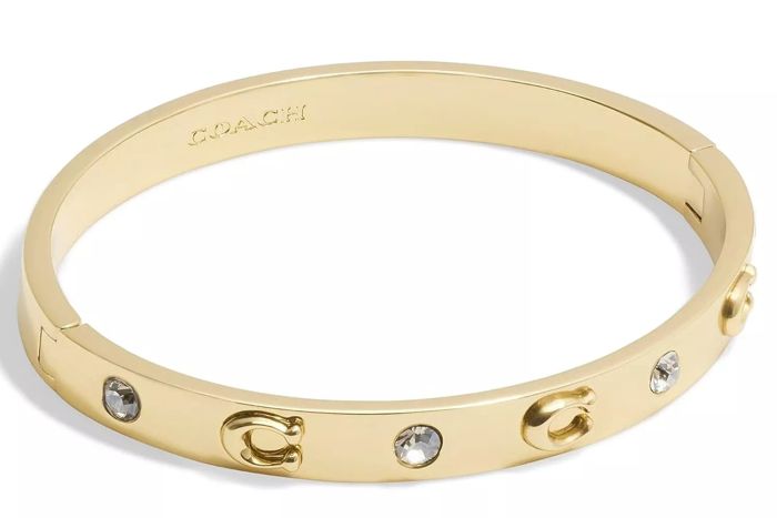 COACH Women's Signature C Logo Hinged Bangle Bracelet from Amazon