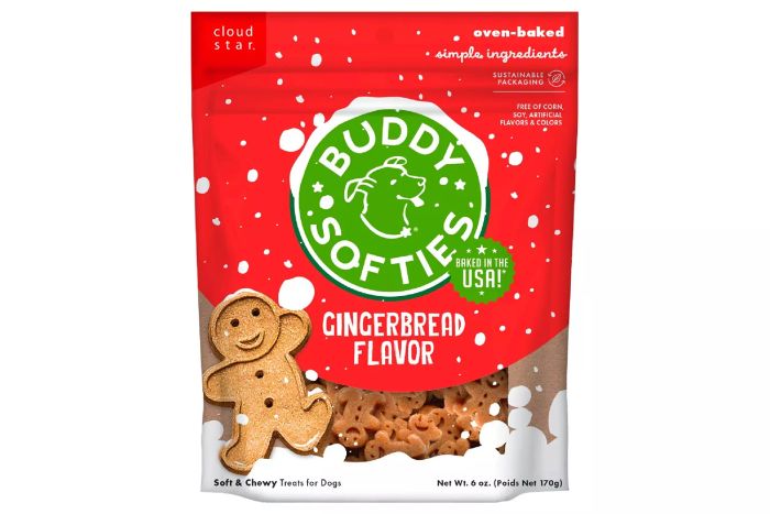 Chewy's Buddy Biscuits Buddy Softies Gingerbread Flavor Soft & Chewy Dog Treats for the Holidays