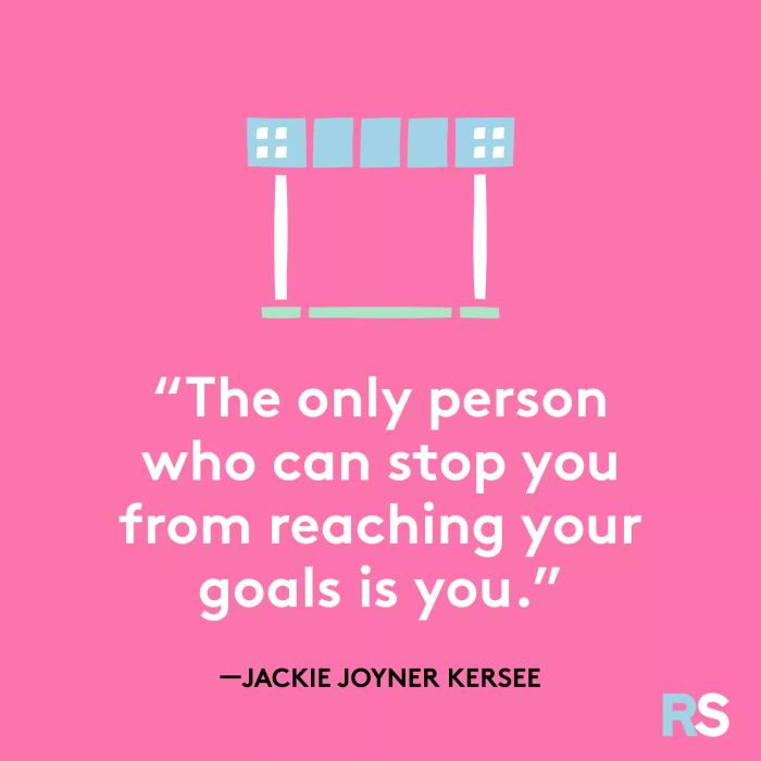 The only individual who can prevent you from achieving your goals is yourself