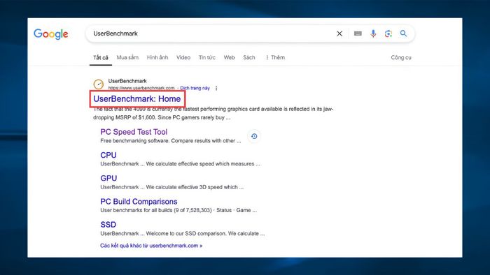 Cách tải UserBenchmark về thiết bị - bước 1