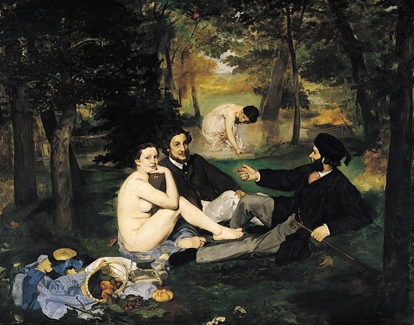 The title ‘The Luncheon On The Grass’ refers to a renowned 1863 painting by Manet that pushed the boundaries of art and social norms.