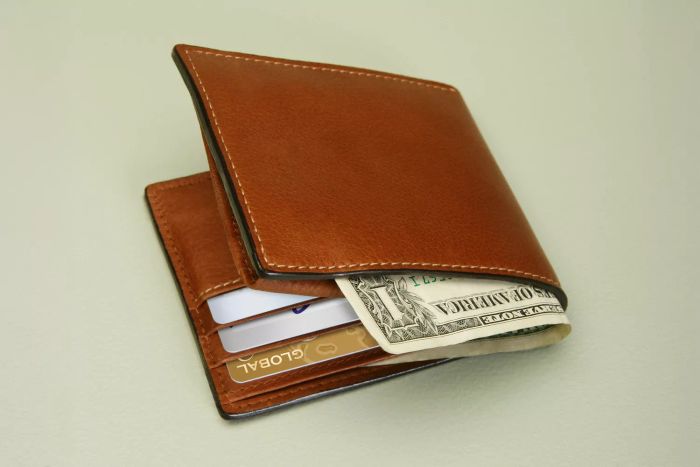 wallet on green