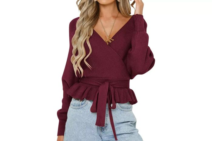 ZESICA Fall Wrap V-Neck Long Sleeve