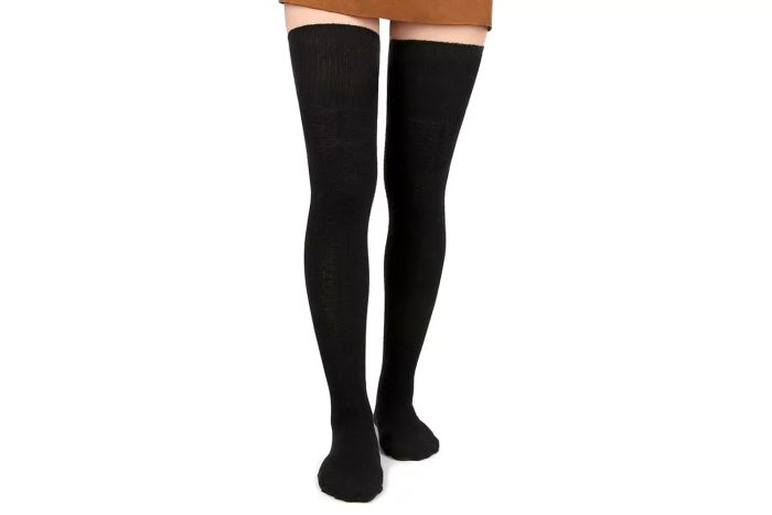 Women Thigh High Socks Extra Long Cotton Knit
