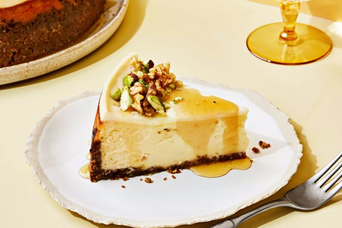 fall-inspired pistachio walnut cheesecake recipe