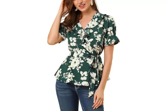 Allegra K Wrap Peplum Top