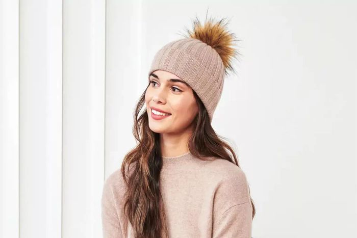 Mongolian Cashmere Pom Pom Beanie