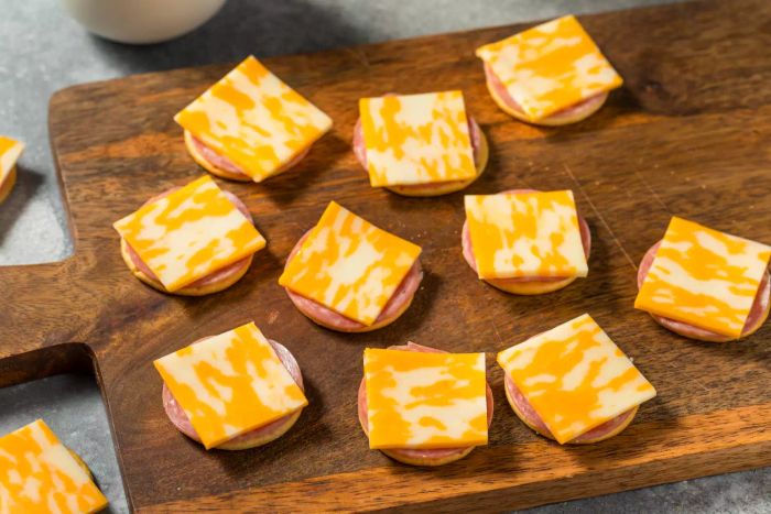 Savory S'mores idea with crackers, meat, and cheese