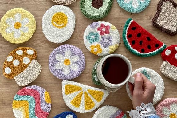 Punchatelier DIY Punch Needle Coaster Kit - A unique and creative way to craft personalized coasters through punch needle art.