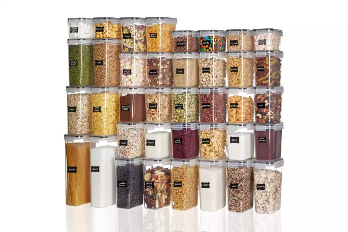 Vtopmart 38-piece Airtight Food Storage Containers Set for Kitchen and Pantry Organization, Black