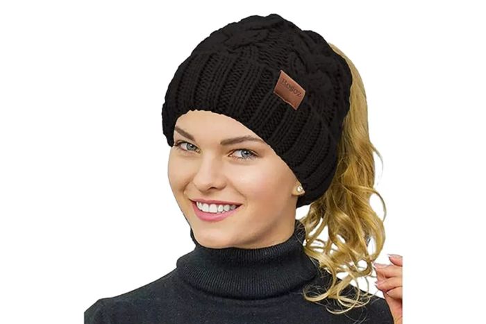 Rosoz Ponytail Beanie for Women