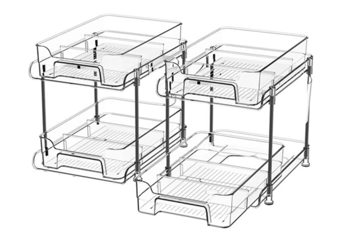 Walmart offers the PHANCIR 2-Pack Under Sink Organizer Storage, featuring two tiers and standing at 11.4