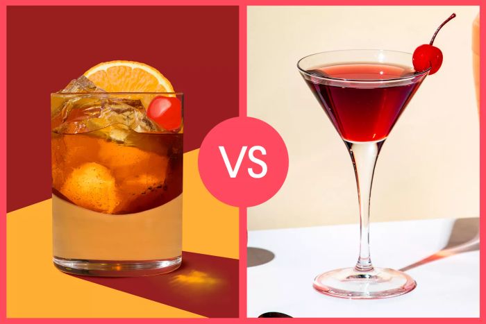 old fashioned versus manhattan cocktail