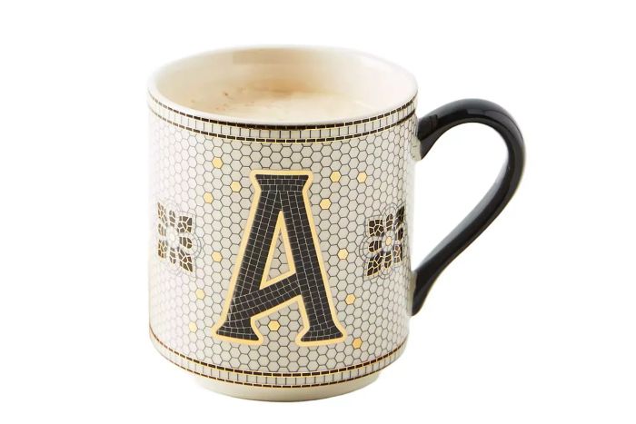 Anthropologie Tiled Margot Monogram Mug