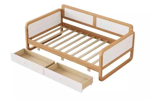 ModernLuxe Wood Daybed with 2 Storage Drawers/Trundle