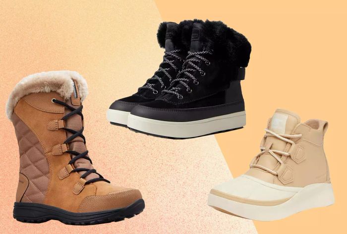 A vibrant collage showcasing three recommended snow boots set against a yellow backdrop