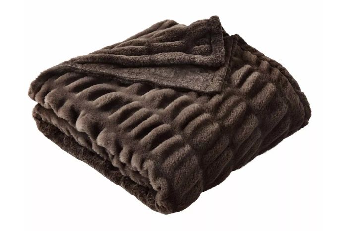 Better Homes & Gardens Brown Ruched Faux Fur Throw