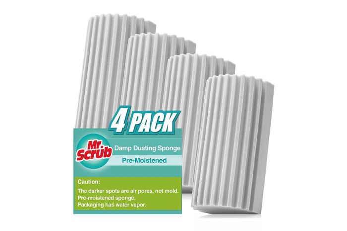 4 Pack Damp Dusting Sponge Duster, Grey Dust Cleaning