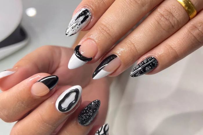 Monochrome Black and White Nails