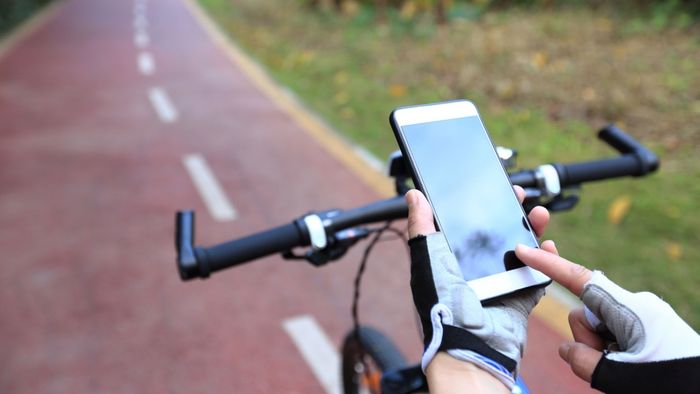 cyclist with phone