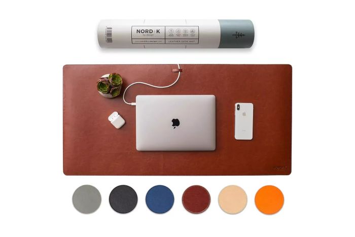 Nordik Leather Desk Mat Cable Organizer