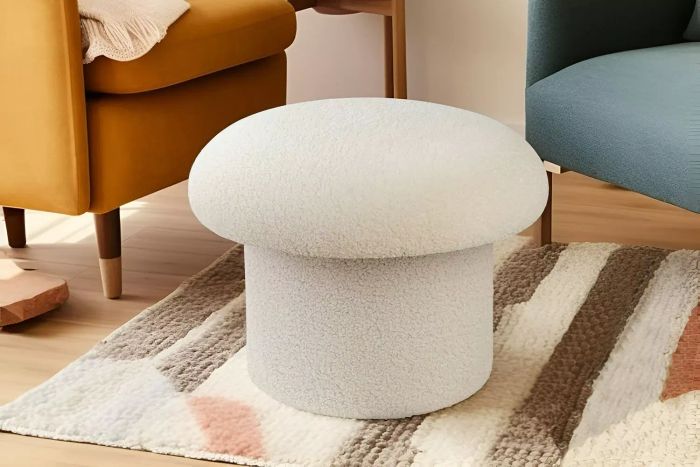 Mainstays Boucle Mushroom Upholstered Storage Ottoman