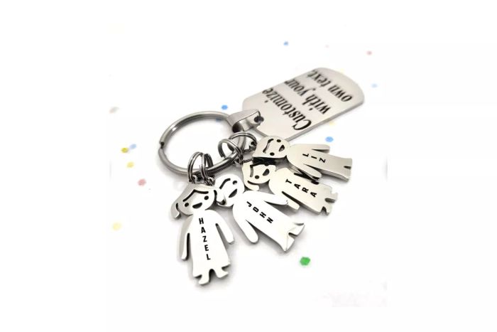 ENGRAVED4EVER Custom Keychain Featuring Kids' Names