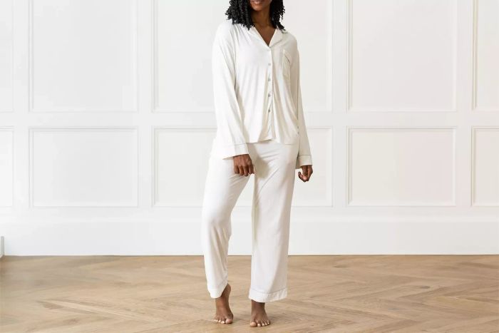 Stretch-Knit Long Sleeve Pajama Set