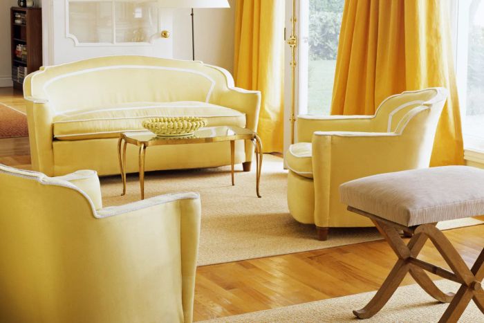 a matching set of yellow furniture