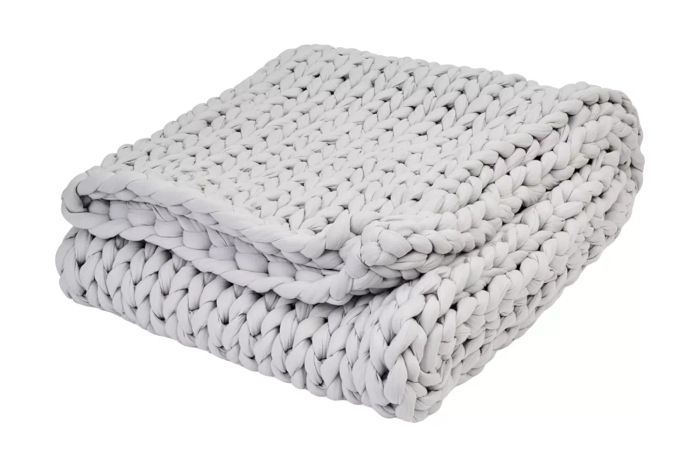 The Bearaby Cotton Hand-Knit Weighted Blanket is a beautiful, soft, and breathable option designed to give you comfort and relaxation with its gentle weight.