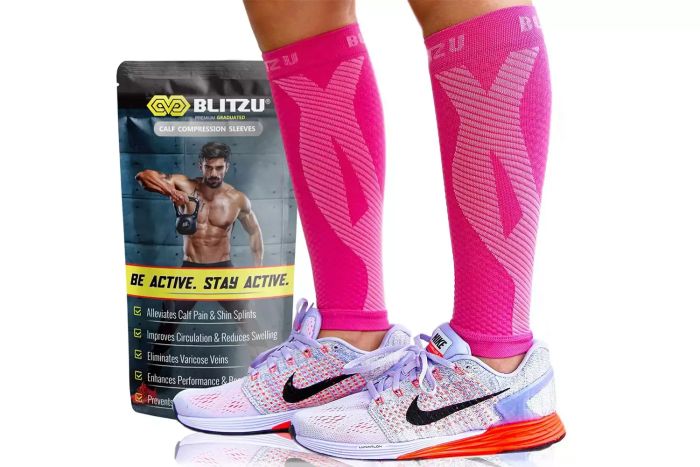 BLITZU Calf Compression Sleeve for Men & Women Footless Compression Socks